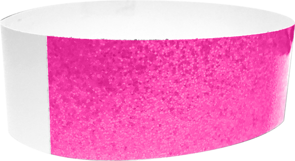 An Adhesive 1" X 10" Sparkle Solid Neon Pink wristband