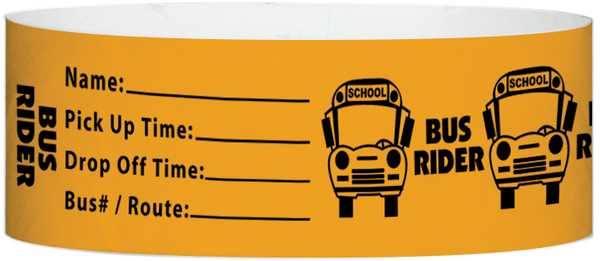 A Tyvek® 1" X 10" Bus Rider Neon Orange wristband