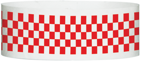 A Tyvek® 1" X 10" Checkerboard Red wristband