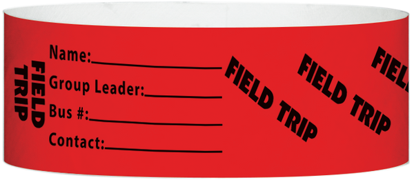 A Tyvek® 1" X 10" Field Trip Red wristband