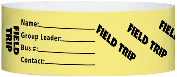 A Tyvek® 1" X 10" Field Trip Yellow Glow wristband