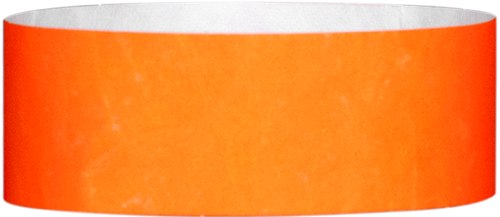 A Tyvek® 1" solid Neon Orange wristband