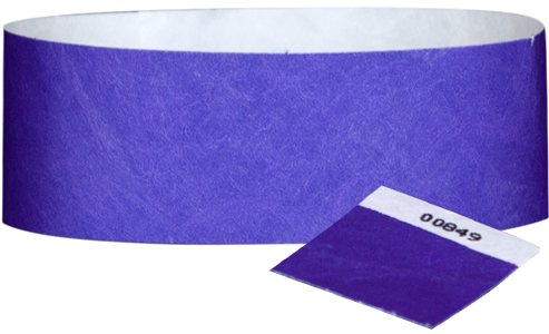 A 1" Tyvek® with stub solid Purple wristband