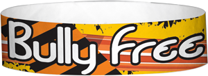 A Tyvek® 3/4" X 10" Bully Free Zone wristband