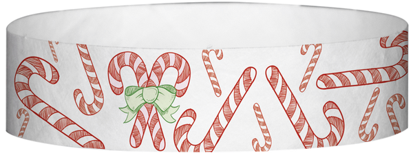 A Tyvek® 3/4" X 10" Candy Cane wristband