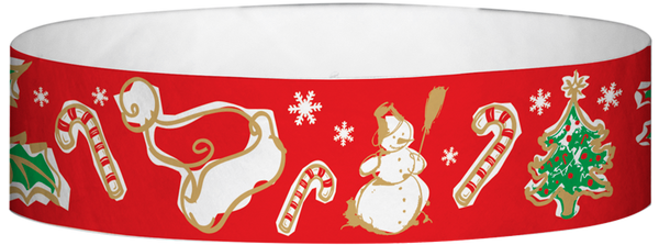 A Tyvek® 3/4" X 10" Seasons Greetings Red wristband