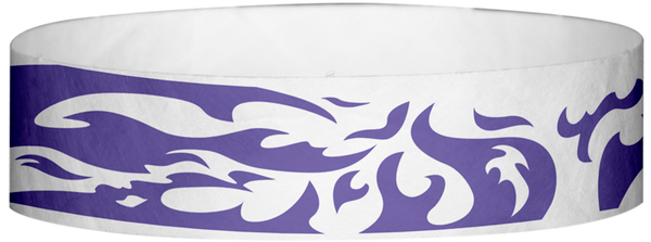 A Tyvek® 3/4" X 10" Flames Purple wristband