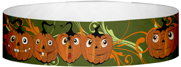 A Tyvek® 3/4" X 10" Happy Pumpkin Wristband