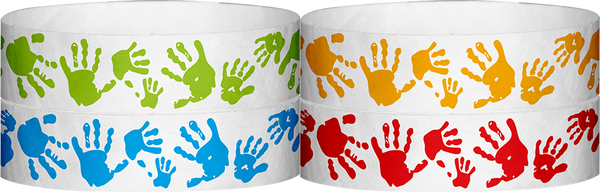 A Tyvek® 3/4" X 10" Hand Print Wristbands