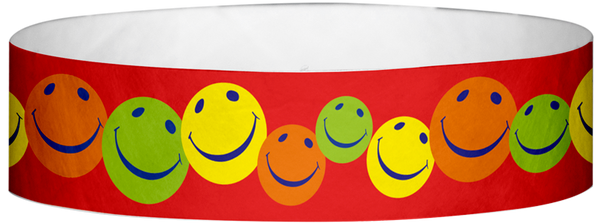A Tyvek® 3/4" X 10" Happy Multicolored Wristband