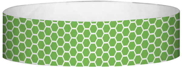 A Tyvek® 3/4" X 10" Honeycomb Green wristband