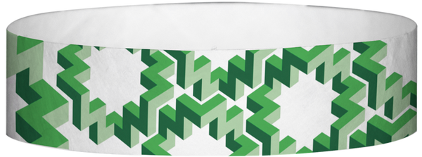 A Tyvek® 3/4" X 10" Maze Green wristband