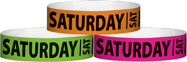 A Tyvek® 3/4" X 10" Saturday Wristbands
