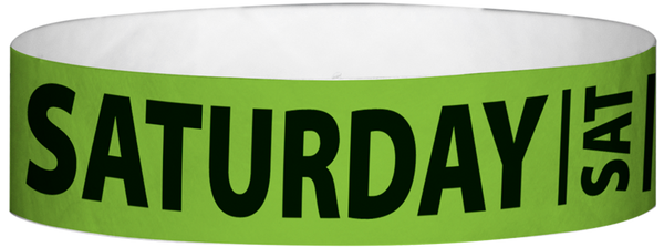 A Tyvek® 3/4" X 10" Saturday Neon Lime wristband