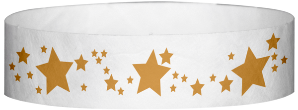 A Tyvek® 3/4" X 10" Stars Gold wristband