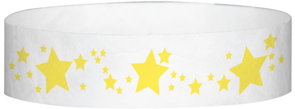 A Tyvek® 3/4" X 10" Stars Yellow Glow wristband