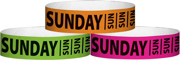 A Tyvek® 3/4" X 10" Sunday wristbands