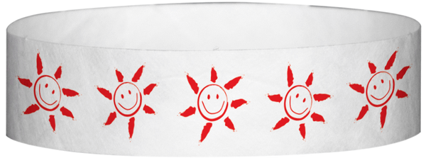 A Tyvek® 3/4" X 10" Sun Face Red wristband