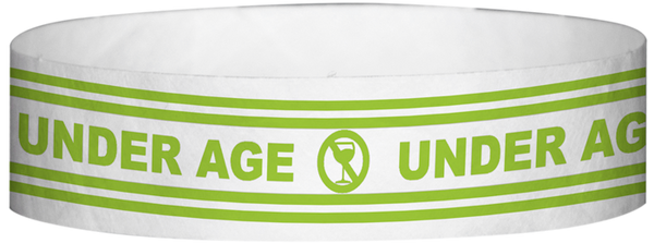 Tyvek® 3/4" x 10" Under Age pattern wristbands