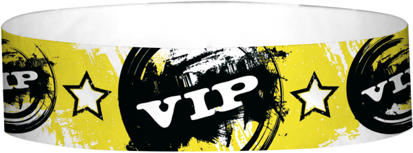 A Tyvek® 3/4" X 10" VIP Vintage Yellow Wristband
