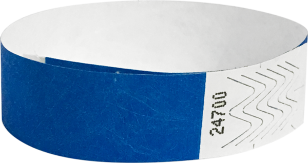 A Tyvek® 3/4" solid Blue wristband