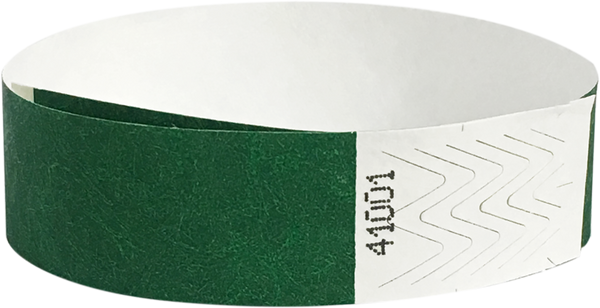 A Tyvek® 3/4" solid Green wristband