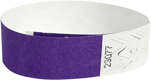 A 3/4" Tyvek® litter free solid Purple wristband