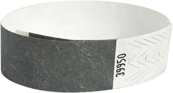 A 3/4" Tyvek® litter free solid Silver wristband