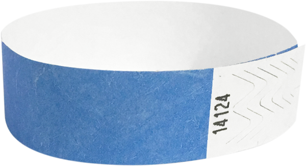 A 3/4" Tyvek® litter free solid Sky Blue wristband